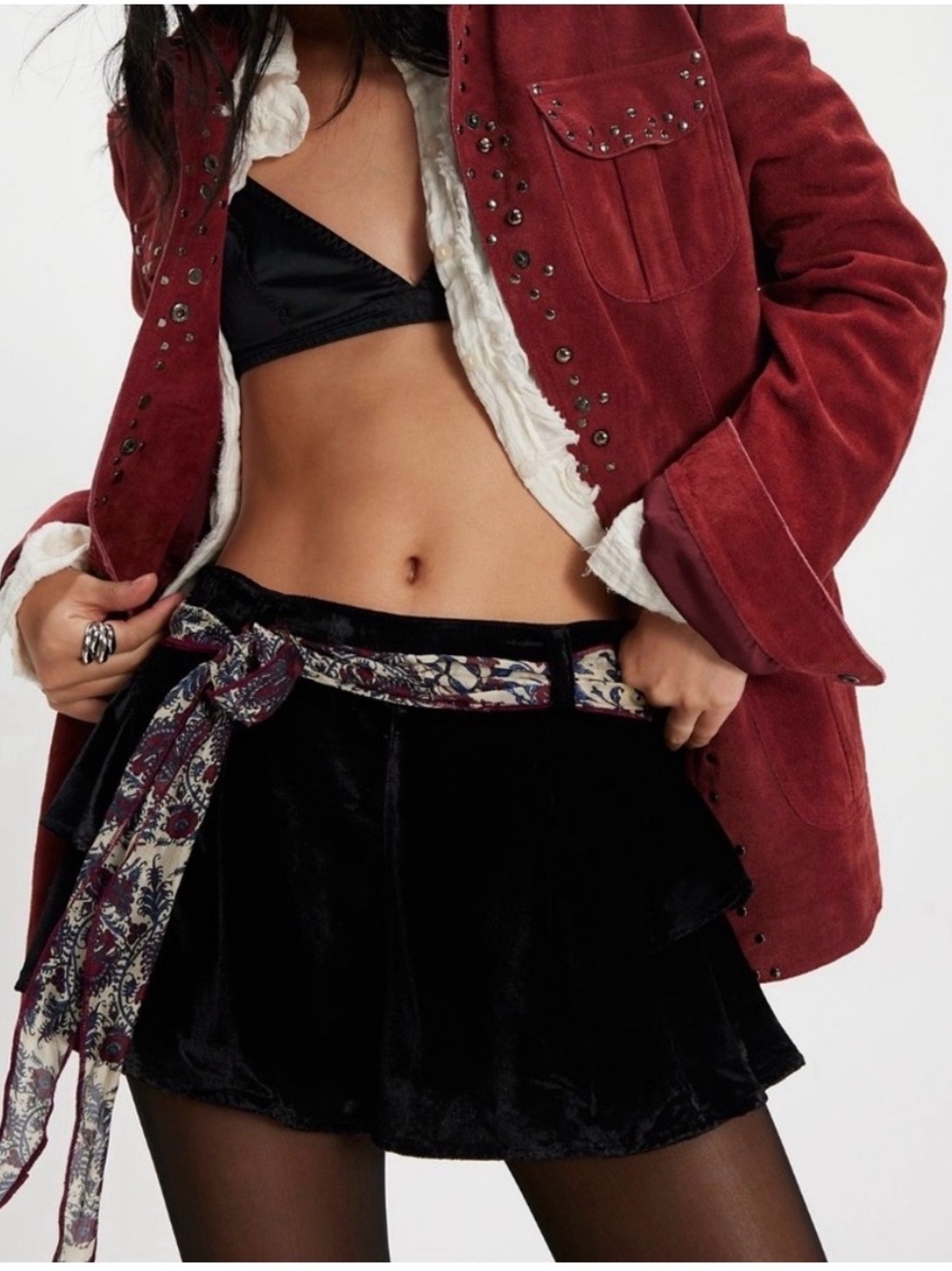 Free People Star Dust Ruffle Velvet Shorts